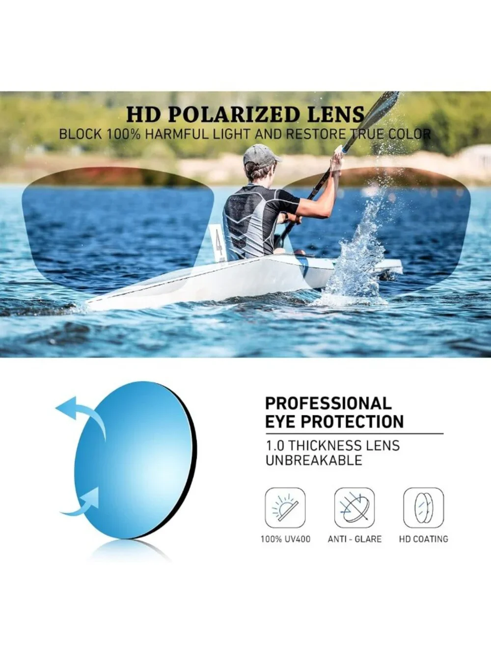 Polarized UV400 Sports Sunglasses for Men & Women - Fishing, Driving, Outdoor